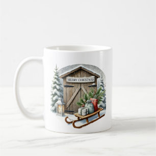 Festive Christmas Country shed add monogram Coffee Mug