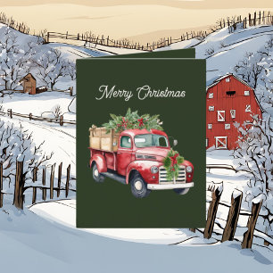 Festive Christmas Country truck add message Holiday Card