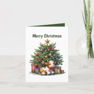 Festive Christmas cow customisable  Holiday Card