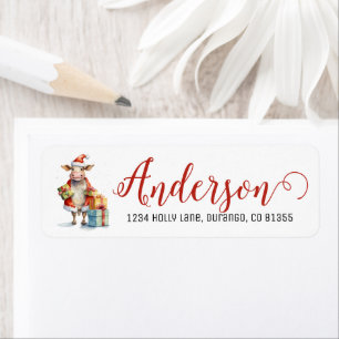 Festive Christmas Cow Return Address Label