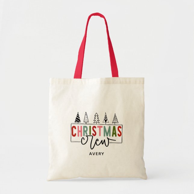 Festive Christmas Crew Personalised  Tote Bag (Front)