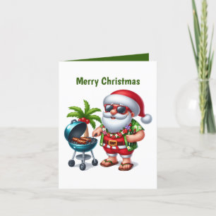 Festive Christmas customisable beach Santa  Holiday Card