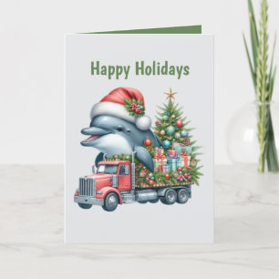 Festive Christmas customisable dolphin Holiday Card