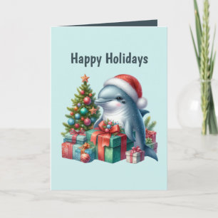 Festive Christmas customisable dolphin  Holiday Card