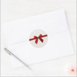 FESTIVE CHRISTMAS cute elegant red ribbon bow Classic Round Sticker<br><div class="desc">Cute festive design featuring a red ribbon and bow</div>