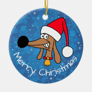 Festive Christmas Dachshund Dog Ceramic Ornament
