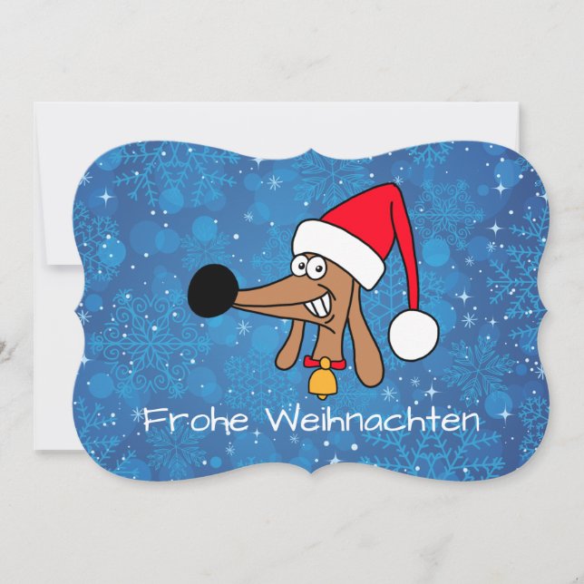 Festive Christmas Dachshund Dog Holiday Card (Front)