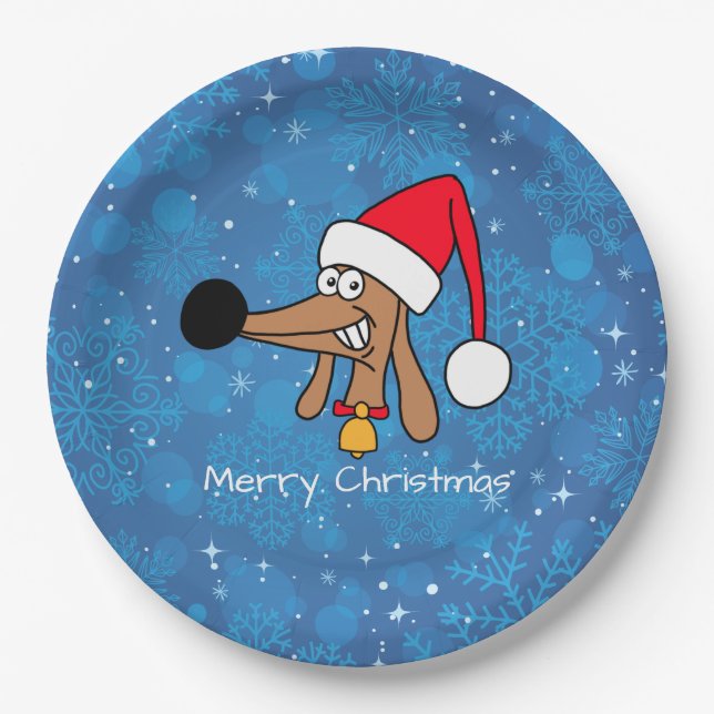 Festive Christmas Dachshund Dog Paper Plate (Front)