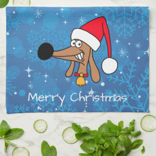 Festive Christmas Dachshund Dog Tea Towel