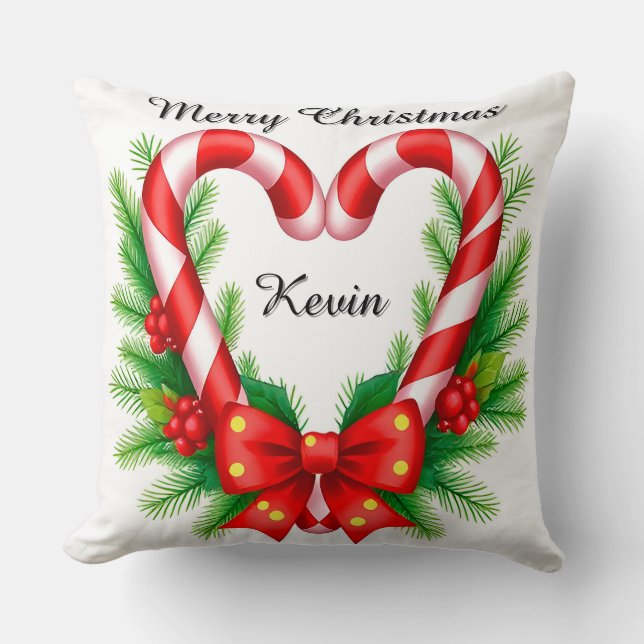 Festive Christmas Decor with Candy Canes Cushion (Front)