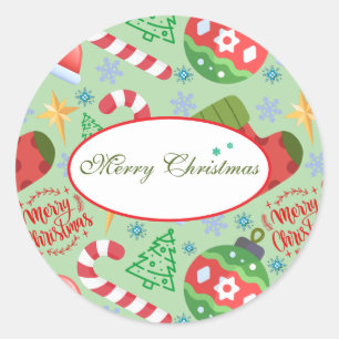 Festive Christmas Decorations, Cute Holiday Classic Round Sticker