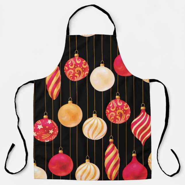 Festive Christmas Decorations Pattern Apron (Front)