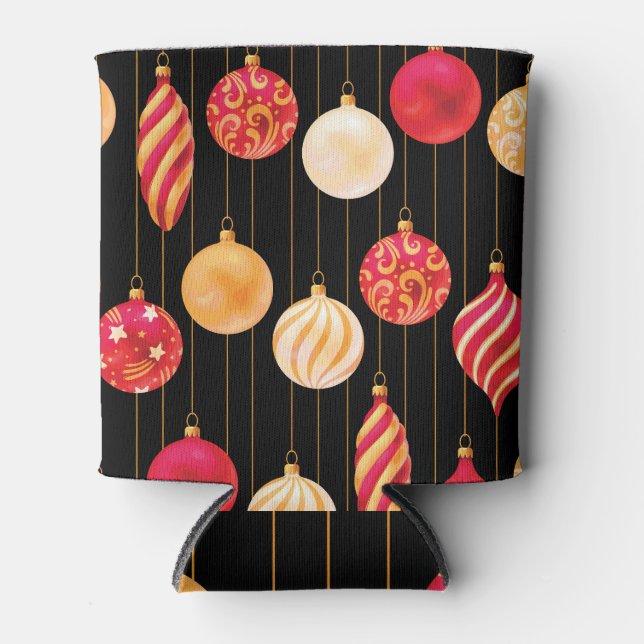 Festive Christmas Decorations Pattern Can Cooler (Front)