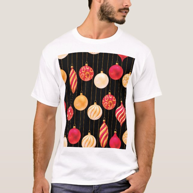 Festive Christmas Decorations Pattern T-Shirt (Front)