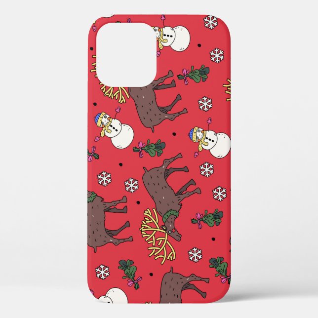 Festive Christmas Deer: Snowman Pattern Case-Mate iPhone Case (Back)