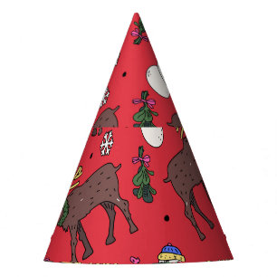 Festive Christmas Deer: Snowman Pattern Party Hat