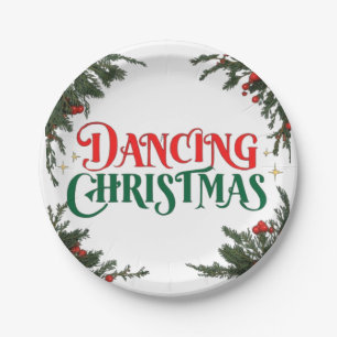 Festive Christmas Design - Dancing Christmas Cheer Paper Plate