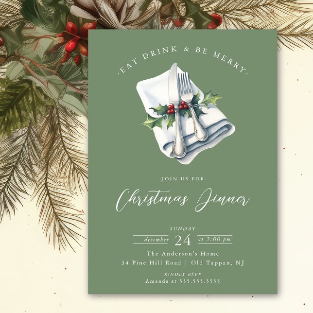 Festive Christmas Dinner Invitation (Creator Uploaded)