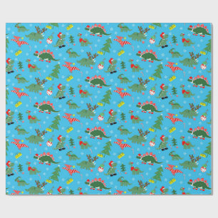 Festive Christmas Dinosaurs Holiday Wrapping Paper