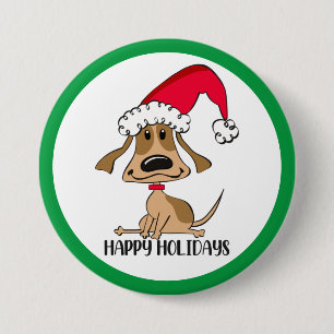 Festive Christmas Dog 7.5 Cm Round Badge