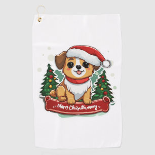 Festive Christmas Dog Design Holiday Pet Apparel Golf Towel