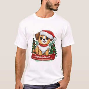 Festive Christmas Dog Design Holiday Pet Apparel T-Shirt