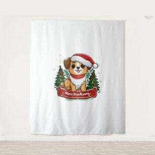 Festive Christmas Dog Design Holiday Pet Apparel Tapestry