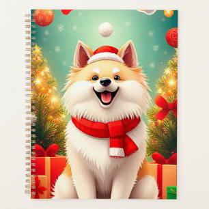 Festive Christmas Dog in Santa Hat Planner