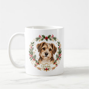 Festive Christmas Dog Portrait with Holly and Edit Coffee Mug