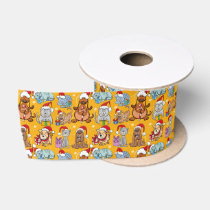 Festive Christmas Dogs and Cats  Satin Ribbon