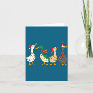Festive Christmas Ducks Decorative Xmas Lights San Card