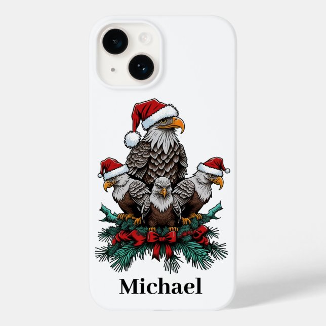 festive Christmas eagles add name Case-Mate iPhone Case (Back)