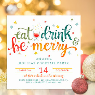 Festive Christmas Eat Drink and Be Merry Invitation