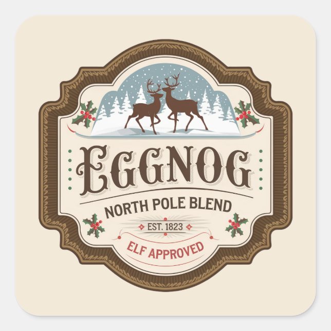 Festive Christmas eggnog Holiday Square Sticker (Front)