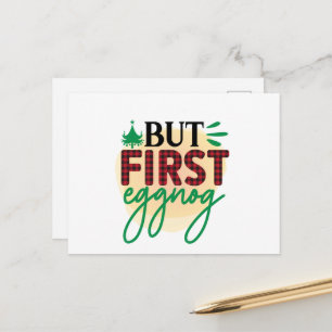 Festive Christmas eggnog word art Holiday Postcard