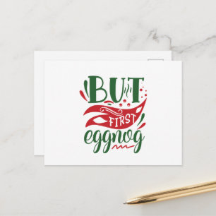 Festive Christmas eggnog word art Holiday Postcard