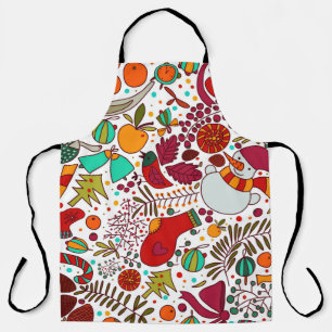 Festive Christmas Elements Seamless Design Apron