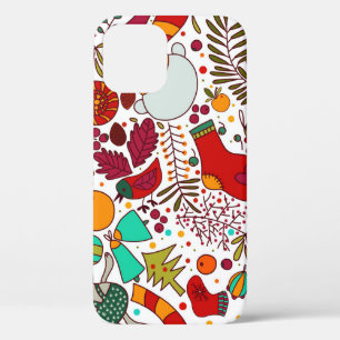 Festive Christmas Elements Seamless Design iPhone 12 Case