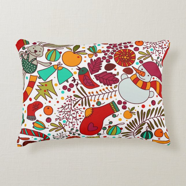 Festive Christmas Elements Seamless Design Decorative Cushion (Front)