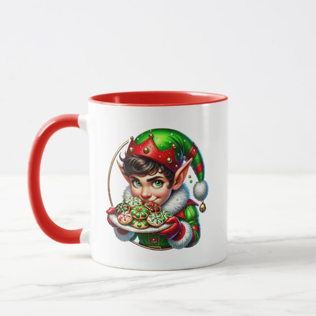 Festive Christmas elf add monogram  Mug (Left)