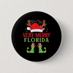 Festive Christmas Elf &amp; Santa Claus Very Merry 6 Cm Round Badge