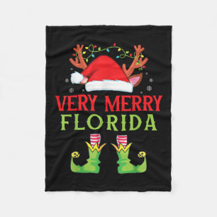 Festive Christmas Elf & Santa Claus Very Merry Fleece Blanket