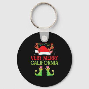 Festive Christmas Elf & Santa Claus Very Merry Key Ring