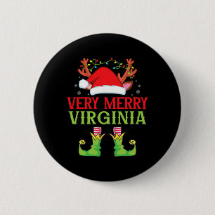 Festive Christmas Elf And Santa Claus Very Merry I 6 Cm Round Badge