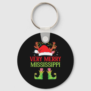 Festive Christmas Elf Santa Claus Very Merry In Mi Key Ring