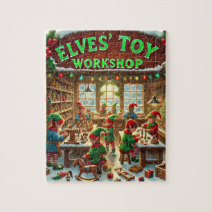 Festive Christmas elf toy workshop Jigsaw Puzzle