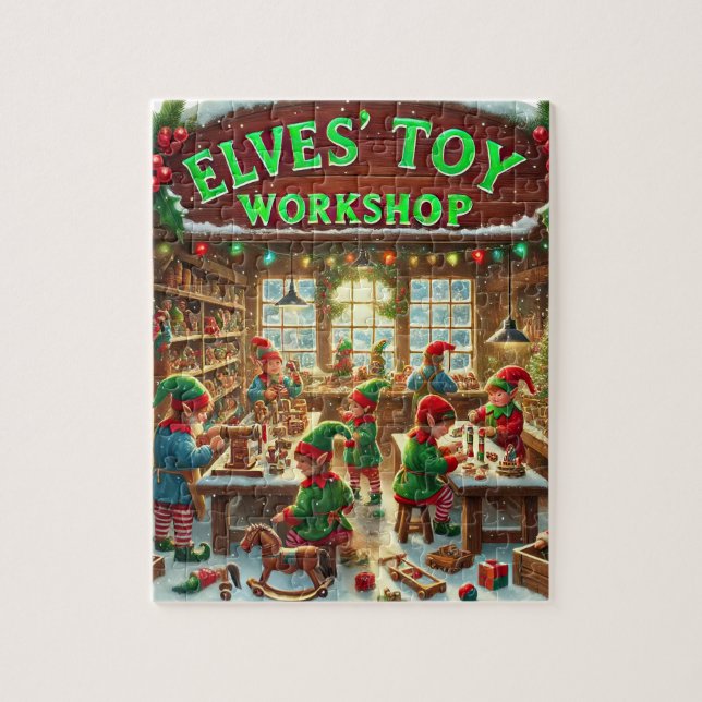 Festive Christmas elf toy workshop Jigsaw Puzzle (Vertical)