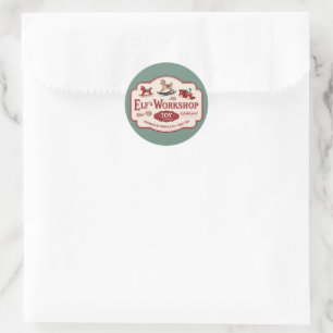 Festive Christmas Elf workshop  Classic Round Sticker