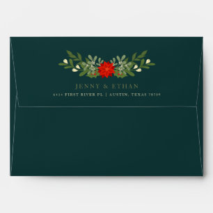 Festive Christmas Envelope with Holly Leaves