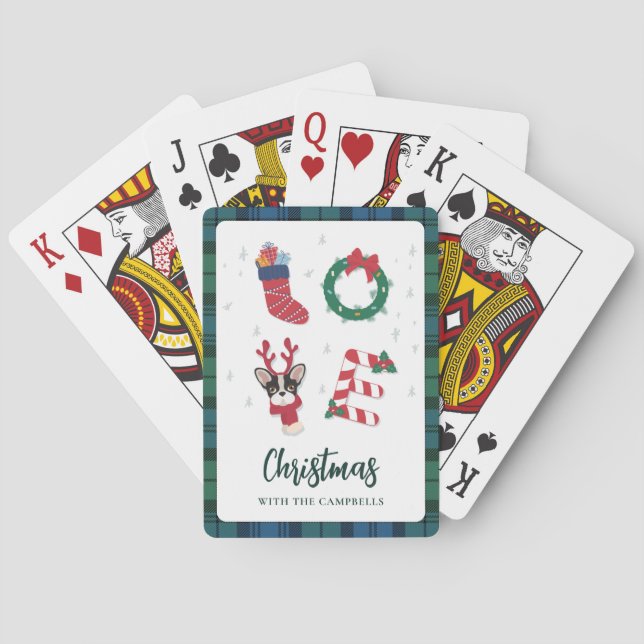 Festive Christmas Family Name Matching Playing Cards (Back)
